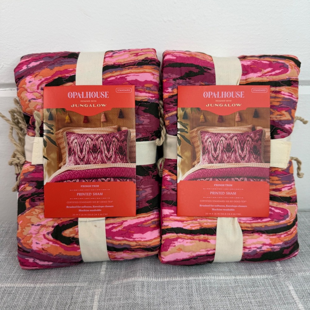 Jungalow Pillow Sham Set of 2  The End of Pages Print Fringe Pillow Cases 20x26"